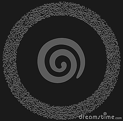 Grayscale random squares in circle formation abstract geometric element. Circle, circular mosaic Vector Illustration