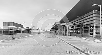 Grayscale shot of the Winnipeg International Airport closed during coronavirus pandemic, Canada Editorial Stock Photo