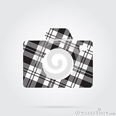 Grayscale tartan isolated icon - camera Vector Illustration