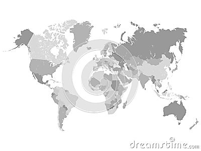 Grayscale World Map Illustration Vector Illustration