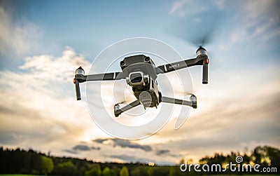 Graz, Austria 01.05.2020 - DJI Drone Mavic 2 Pro with Hasselblad camera flying against blue sky. Editorial Stock Photo