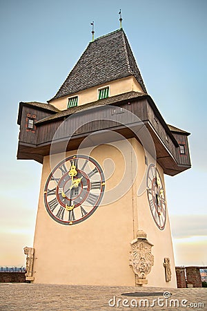 Graz clock tower Stock Photo