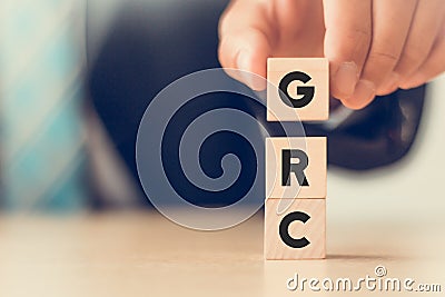 GRC Governance Risk and Compliance concept. Structuring way to align IT with business goals. Stock Photo