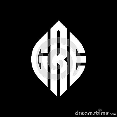 GRE circle letter logo design with circle and ellipse shape. GRE ellipse letters with typographic style. The three initials form a Vector Illustration