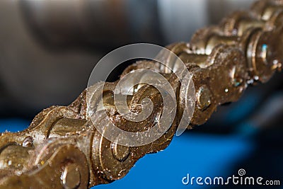 Grease roller chain Stock Photo