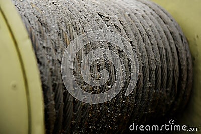 Greasy industrial cable Stock Photo