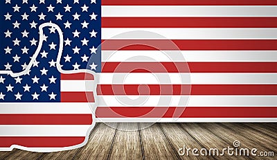 Great America big thumbs up and flag background Stock Photo