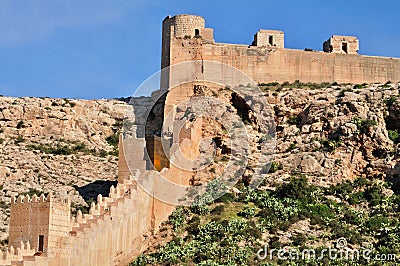 Historic castle and walls in Almeria - Spain Stock Photo