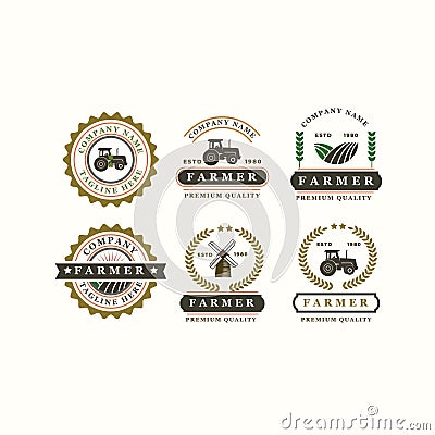 Set Badges Farmer Logo Design Vector Illustration