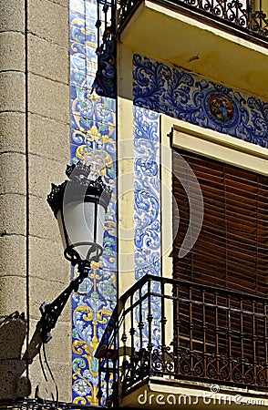 Traditional tile facade in Caceres - Spain Stock Photo