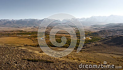 Great landscape of Altay mountains and Kurai steppe Stock Photo