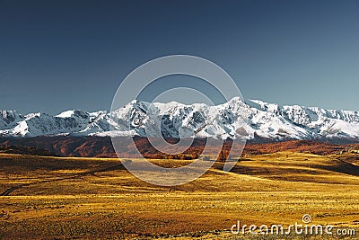 Great landscape of Altay mountains and Kurai steppe Stock Photo