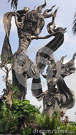 The great bali dancer statue in the hill restaurant Editorial Stock Photo