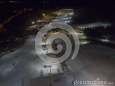 Great Bear is a Ski and Snowboard Hill in Sioux Falls, South Dakota during the Winter Stock Photo