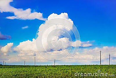 Great beautiful white cloud on backgroundblue sky, clear summer Stock Photo