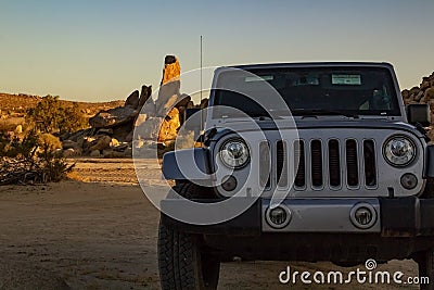 Great big car on desert background Stock Photo