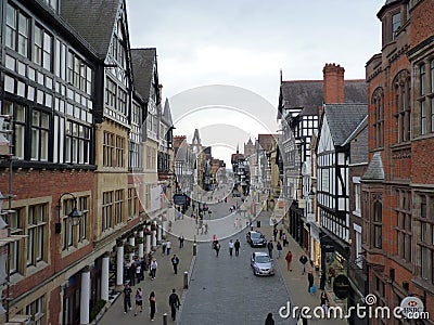 Great Britain, England, Chester - the Eastgate Street in Chester. Editorial Stock Photo