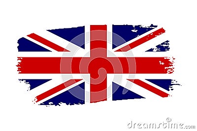 Great Britain flag. Jack UK grunge flag isolated white background. English United Kingdom design. British national Vector Illustration