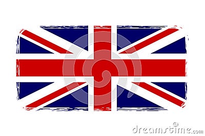 Great Britain flag. Jack UK grunge flag isolated white background. English United Kingdom design. British national Vector Illustration