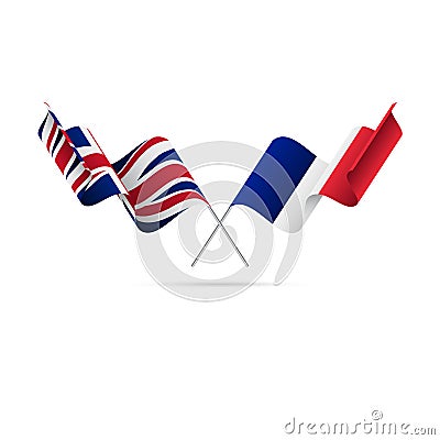 Great Britain and France flags. Crossed flags. Vector illustration. Vector Illustration