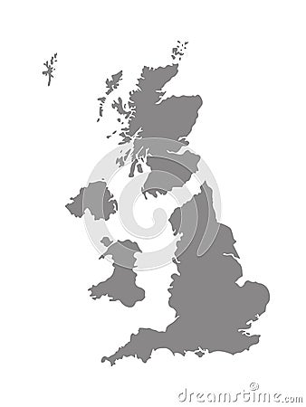 Great Britain map - large island in the north Atlantic Ocean of the northwest coast of continental Europe Vector Illustration