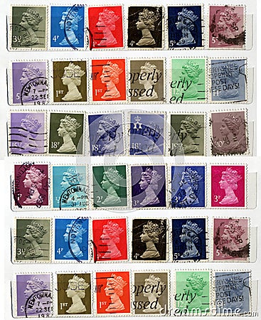 Great Britain Old Stamps Stock Photography - Image: 7477022