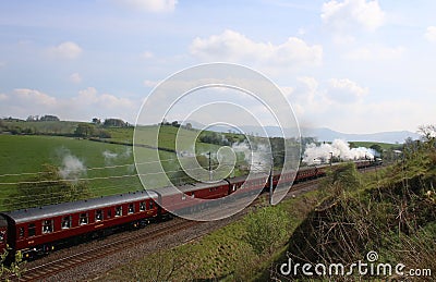 Great Britain XII steam train, WCML near Grayrigg Editorial Stock Photo