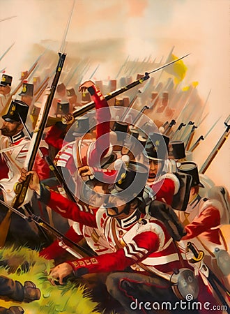 Great Britian soldiers 1850`s. Digital Illustration Stock Photo