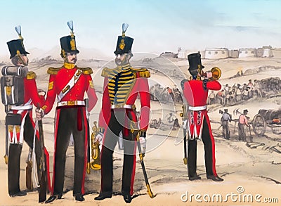Great Britian soldiers 1850`s. Digital Illustration Stock Photo