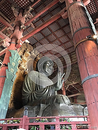The Great Buddha Daibutsu in the main hall at Todai ji Temple Stock Photo