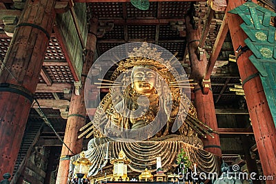 The Great Buddha Daibutsu, 17th century replacement of an 8th century sculpture, Todai-ji, Nara, Kansai, Japan Stock Photo