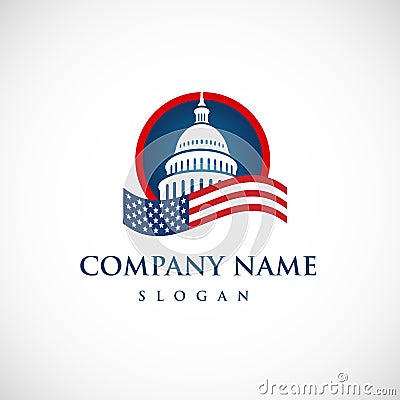 Capitol building logo. Government icon. Premium design. Vector Illustration