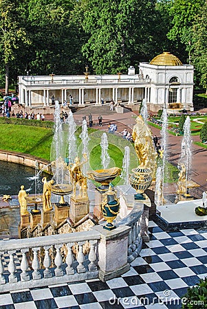 The Great Cascade fountain in Peterhof, Russia Editorial Stock Photo