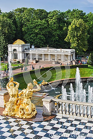 The Great Cascade fountain in Peterhof, Russia Editorial Stock Photo