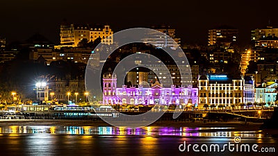 Great Casino of Santander iluminated at night Editorial Stock Photo