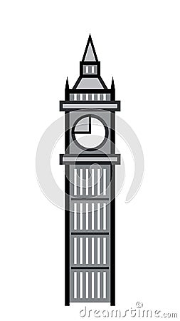 The great clock tower and its bell. Vector Illustration