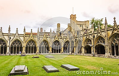 Great cloister Canterbury Cathedral Kent United Kingdom Editorial Stock Photo