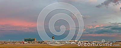 Great cloudy evening sky over the modern airport Editorial Stock Photo