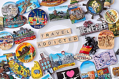 Great collection of souvenirs from all over the world. Editorial Stock Photo