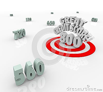 Great Credit Score Numbers Target High Rating Loan Borrow Stock Photo