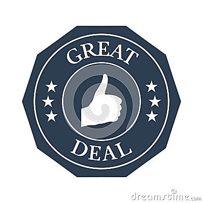 Great deal flat badge on white background. Cartoon Illustration
