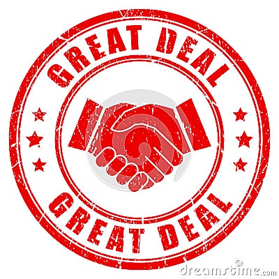 Great deal handshake rubber stamp Vector Illustration