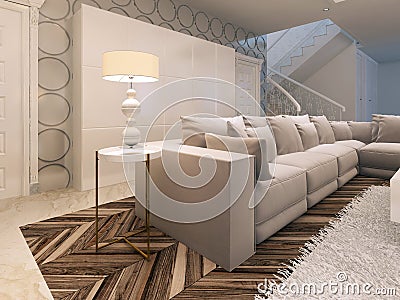 Great design white Cabinet in modern living room. Stock Photo