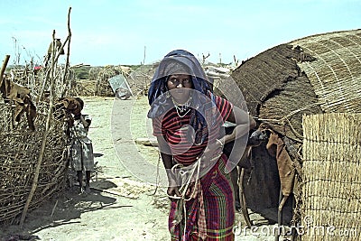 Great drought for Ethiopian Afar in Danakil desert Editorial Stock Photo