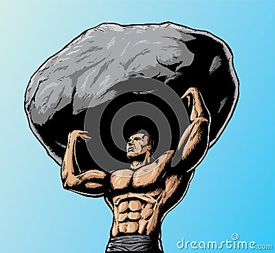 Great feat of strength. Vector Illustration