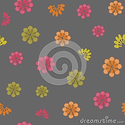 Vector grey floral seamless repeat pattern Vector Illustration