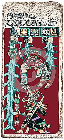 Great Flood Maya Prophecy Vector Illustration