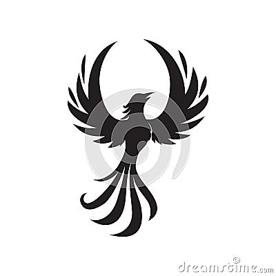 Great flying phoenix vector logo design template Vector Illustration