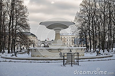 great fountain in the Saxon Garden, Warsaw Stock Photo