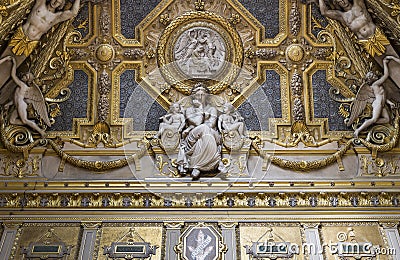 Great gallery ceilings, The Louvre, Paris, France Editorial Stock Photo